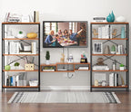 Himimi Industrial Bookshelf 5-Tier Set of 2, Bookcase 58" H Ladder Shelf, Storage Shelves Rack Shelf Unit, Accent Furniture Metal Frame, Home Office Furniture, Vintage Brown（2PCS）