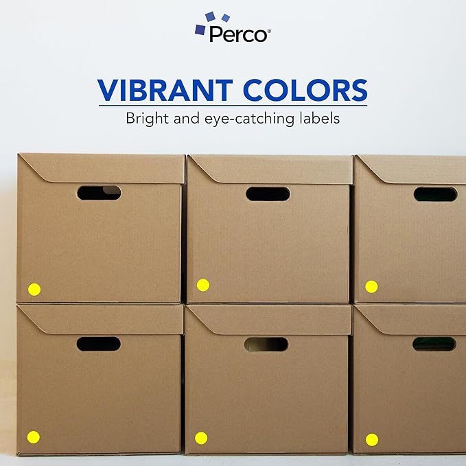 Perco Fluorescent Yellow 1-Inch Round Circle Dot Sticker Labels - Multi-Roll Pack (3 Rolls, 1,000 Labels Each) - Permanent Adhesive, Vibrant Colors, Strong Hold - Perforated for Easy Use - Made in USA