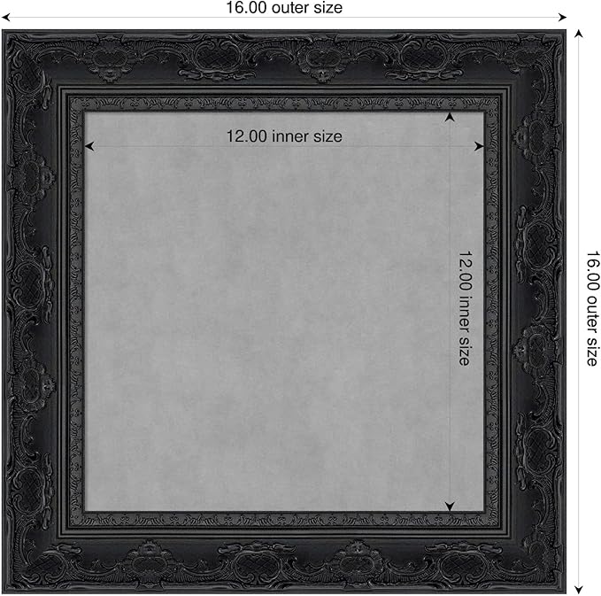 Amanti Art Black Framed Magnetic Board 16x16 X-Small Vision Board for use with Magnets, 100% Metal Sheet to Display Items as Office Decor or for Home Organization in mudroom, Kitchen or Kids Room