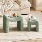 ZYKZYK Ottoman Set of 2, Plush Velvet Vanity Seats with Modern Foot Rest, Backless Stool Pair for Bedroom, Living Room & Makeup Dressing Table (2-in-1) Green