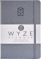 Wyze Planner Undated Daily Planner – 1-Year B5 Productivity Organizer with Two-Page Weekly Spread, Goal Setting, Habit Tracker, Weekly & Monthly Pages – Hardcover Time Management Notebook (Gray)