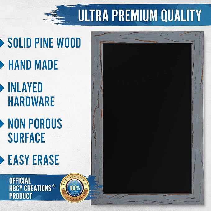 HBCY Creations Rustic Grey Magnetic Wall Chalkboard, Small Size 11" x 17", Framed Decorative Chalkboard - Great for Kitchen Decor, Weddings, Restaurant Menus and More! … (11" x 17")…