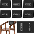 Buryeah 6 Pcs Reserved Seating Signs for Chairs Church Pew Reserved Chair Signs Placeholder with Printed Words for Weddings Parties Celebrations Receptions Church or Event (Black,White)