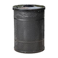 Zedfire 55 Gallon Perforated Waste Bin with Flat Lid, Steel Outdoor Heavy-Duty Commercial Trash Can, Round Recycle Container, Durable Garbage Can for Parks, Municipalities, Parking, Schools
