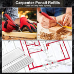 Zhehao 120 Pieces 2.8 mm Carpenter Pencils Lead Refills HB Refill for Construction Pencils Refills Mechanical for Writing Drawing Drafting Woodworking Construction (White)