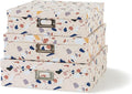 Soul & Lane Decorative Cardboard Storage Boxes With Lids for Home Décor, Set of 3 Nesting Photo Storage Box Set for Organizing, Scrapbooks, Keepsakes, Terrazzo Print Memory Containers
