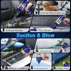 SHLNLI Mini Vacuum Cleaner, 15000PA Car Vacuum Cleaner Portable Cordless with LED Light, 4 in 1 Air Duster and Handheld Small Vacuum Rechargeable for Car, Home, Office, Pet（Blue）