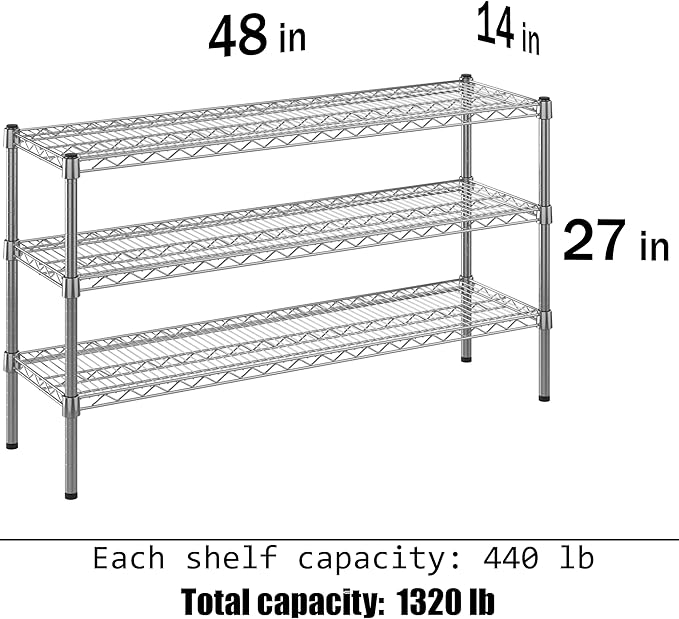 Regal Altair 14" Deep x 48" Wide x 27" Height Wire Shelving Kit | 3-Tier | NSF Commercial Storage Rack Unit