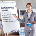 Marspark 50 Sets Clear Name Tags with Lanyard, Lanyards for ID Badges Reusable Strap with ID Holder Plastic Name Badges for Adults Business School Church Conference (Dark Blue)
