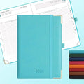 IN-LUXPRO Daily Planner 2026 with One Page Per Day,(A5-8.5" x 5.9"),12 Months Calendar Hourly Appointment Book Monthly Tabs & Self-adhesive Pen Holder,Inner Pocket, Vegan Leather Hardback,Light Blue