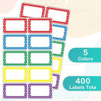 L LIKED 400 Stickers - 3.5" x 2.25"Colors Plain Name tag Labels with Perforated Line for School Office Home (Star - 400 Labels)