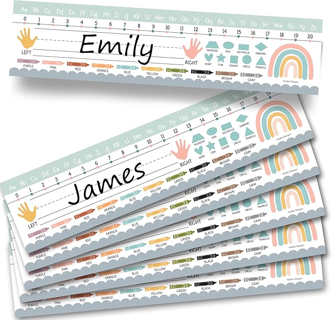Desk Name Tags for Classroom -25 Student Name Plates for Classroom Kindergarten, Preschool, 1st, 2nd & 3rd Grade, 13x3 Teacher Nameplates for Student Desks, Boho Nametags