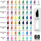 ZSCM Retractable Gel Pen For Adult Coloring, 60 Colors Large Capacity Multicolor Gel Ink Pens, 1 mm Fine Point Smooth Writing Color Pen for Adult Coloring Book Note Taking Aesthetic Art Supplies