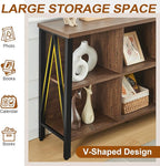 HOMISSUE Cube Storage Organizer Shelf, Rustic Short Wide Bookshelf with 6 Cubes, Industrial Low Cubby Bookcase with 3-Tier Shelves, Horizontal Book Case for Living Room, Office, Brown