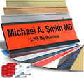 Personalized Name Plate with Choice of Mounting Holders for Walls, Doors, Cubicles, Hanging and More - Custom Orange Plastic Black Letters - USA Made 2x10 - B11
