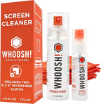 WHOOSH! Screen Shine Duo XL - Screen Cleaner Spray and Wipe for Eyeglasses, Phone & Laptop - Removes Fingerprints - Includes 3.4 oz + 1 oz Leak-Free Bottles & 2 Microfiber Cloths for Home & Travel