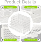Cawukege 5 Tier Paper Organizer with Handle, Metal Mesh Desk Organizer File Folder Paper Letter Tray Desktop Document Sorter for Classroom, School, Office Accessories Organization and Storage - White
