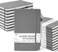 feela 18 Pack Journal Notebook for Work, Business Notebook Bulk Hardcover Lined Writing Journal with Pen Holder for Men Women Note Taking, with 18 Black Pens, 120 GSM, 5.1”x8.3”, A5, Gray