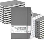 feela 18 Pack Journal Notebook for Work, Business Notebook Bulk Hardcover Lined Writing Journal with Pen Holder for Men Women Note Taking, with 18 Black Pens, 120 GSM, 5.1”x8.3”, A5, Gray