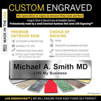 Custom Name Plate with Choice of Mounting for Walls, Doors, Desk Holders, Cubicles, Hanging and More - Personalized Brushed Silver Plastic Black Letters - USA Made 2x8 - M1