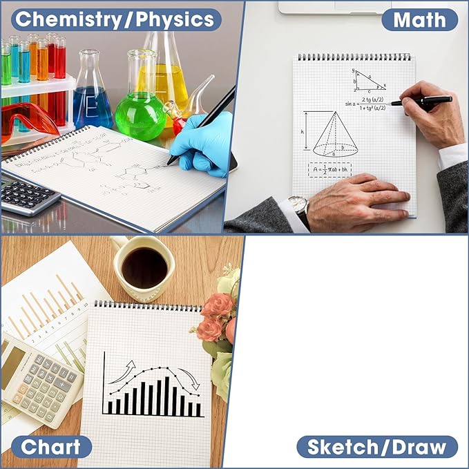 Engrowtic 2 Pack Top Spiral Graph Paper Notebooks 8.7 X11.4 Inch A4 Grid Paper Notepad 70 Sheet Memo Steno Pad for Engineering Writing Sketching Drawing School Office Supplies (Dark Blue)