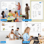 White Board Dry Erase Whiteboard for Wall 72x40 Aluminum Presentation Magnetic Whiteboards with Long Pen Tray, 12 Magnets, 3 Markers & 1 Eraser