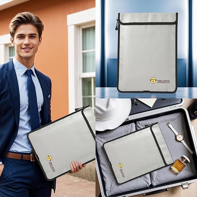 2 Pcs Fireproof Waterproof Document Bag(2000℉) – Fire & Waterproof Money Pouchfor for Cash w/Zipper – Safe Storage for A4/A5 Documents Holder, File, Cash, Jewelry, Passport, Tablet, Laptop