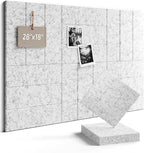 Fluxynara Felt Bulletin Board Tiles -28"x18" with 40 Adhesive Tabs, Cork Board Alternative for Office Decor, Push Pin Board Wall Organizer 6-Pack(Marble Gray)