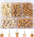 Thumb Tacks for Bulletin Boards,Wooden Push Pins - 140Pcs 5 Styles & 2 Colors, Decorative Pins for DIY Crafts, Home Office, with Storage Box (Multi-Purpose)