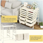 Giantex 12 Drawers Rolling Storage Cart, Classroom Organizers with Wheels for Tools Scrapbook Craft Paper Teacher Office School Supplies (Ivory)
