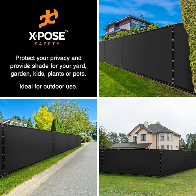 Xpose Safety Privacy Fence Screen 4’ x 50’ – Heavy Duty Black Mesh with 90% Visibility Block, UV Protection – Includes Cable Ties – for Garden, Yard, Nursery, Kennel, Dog Run, Greenhouse