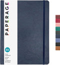 PAPERAGE Softcover Lined Journal Notebook (Navy), 176 Pages, Large B5 College Ruled Notebook, 7.5 inches x 9.8 inches - 100 GSM Premium Paper, Soft Vegan Leather Journal for Home, Work & School