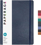 PAPERAGE Softcover Lined Journal Notebook (Navy), 176 Pages, Large B5 College Ruled Notebook, 7.5 inches x 9.8 inches - 100 GSM Premium Paper, Soft Vegan Leather Journal for Home, Work & School