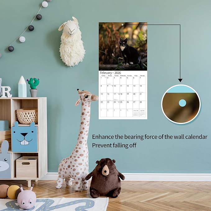 2026 Wall Calendar,Calendar 2026, November 2025 - December 2026, Wall Calendar Tuxedo Cats, 12" x 24" Opened,Full Page Months Thick & Sturdy Paper for Calendar Organizing & Planning