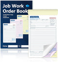 50 Sets Job Work Order Form Book 3 Part Carbonless Work Order Invoice Book 5.5 x 8.3 inch Job Order Forms with Numbers and Tear Off Top with Hard Backing for Business Service (1)