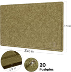 Bulletin Board, 24 x 18 inches Felt Board Decorative Pin Board, Cork Board Alternative for Wall, Foldable Photo Board Self-Adhesive Vision Board Mood Board with 20 Pushpins - Olive