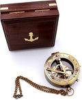 Captain's Brass Sundial Compass – Vintage Marine Nautical Compass, Functional Navigation Tool for Camping, Hiking, Outdoor Adventures, Collectible Gift for Men