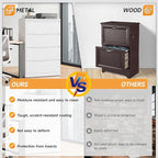 Bestoo 4-Drawer Lateral File Cabinet with Lock, Filing Cabinet for Home Office, Metal File Storage Cabinets, Fits File Folders, Letter/Legal/F4/A4 Sizes, Assembly Required (White)