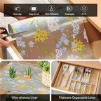 Cooyes Shelf Liner – Premium Non-Adhesive Cabinet & Drawer Liner for Kitchen – Waterproof Shelf Paper with Modern Pattern – Durable EVA Cabinet Mat – Easy to Cut （24" W x 240" L）