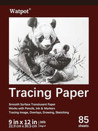 Tracing Paper 9x12 inch, 85 Sheets Translucent Tracing Paper Pad, 38lb/60gsm Vellum Art Paper Works with Pencil, Marker and Ink