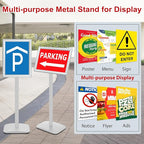 VAIIGO Heavy Duty Standing Sign Holder 11x17 Inch - Pedestal Floor Sign Stand with Weighted Base - Vertical & Horizontal View Poster/Menu Holder for Indoor/Outdoor Business Store Advertising, Silver