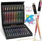 ZSCM Retractable Super Glitter Gel Pens, 24 Colors Large Capacity Metallic Sparkle Gel Ink Pens, 1 mm Fine Point Smooth Writing Color Pen for Adult Coloring Book Note Taking Aesthetic Art Supplies