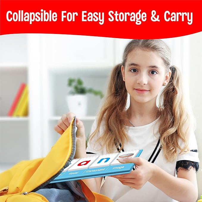 CVC Word Flip Chart - Double Sided 40 Short Vowel Word Flashcards, Freestanding, Educational Learning Tool for School Supplies