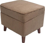 FAGAGA Storage Ottoman with Adjustable Lid, Soft Step Stool, Footrest and Seat, Ottoman Foot Rest for Living Room, Bedroom, Dorm, Brown