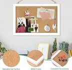 Cork Board Bulletin Board 12 x 7.8 Inches with Rectangle White Frame Hanging Pin for Walls Office Message Board or Vision Board Decoration