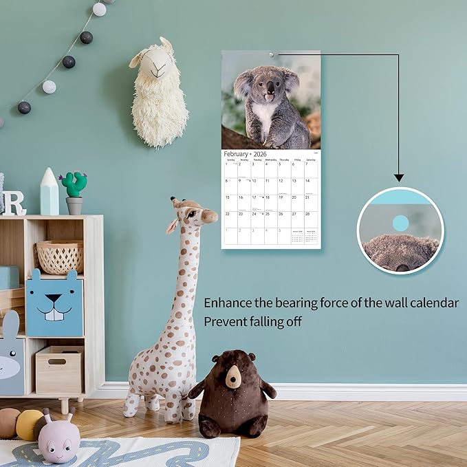 2026 Wall Calendar,Calendar 2026, November 2025 - December 2026, Wall Calendar Baby Animals, 12" x 24" Opened,Full Page Months Thick & Sturdy Paper for Calendar Organizing & Planning