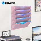 Gawerk 5 Tier Hanging Wall File Organizer, Mesh Mail Paper Orgnization Hanging File Folder Holder for Home Office, Pink