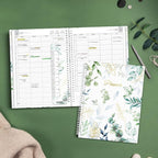 SUNEE 2026 Daily Planner,4-Person Group Appointment Book with Quarter-Hourly Layout. Weekly & One-Page-Per-Day Format, Jan to Dec 2026, 8.5"x11",Weekly Planner, Flexible Cover, Note Pages, Bookmark, Black,Greenery