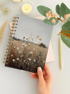 BitKan Vintage Wild Flower Spiral Notebook, Retro Cottagecore Wildness Botanical Floral Journal for Women, Farmhouse Rustic Country Landscape Botanical Notebook 5.5x8.3 Inch-368