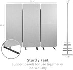 VIVO Freestanding 72 x 66 inch Privacy Panel, Cubicle Divider, Acoustic Wall Partition, x3 24 inch Panels, Gray, PP-3-T072G